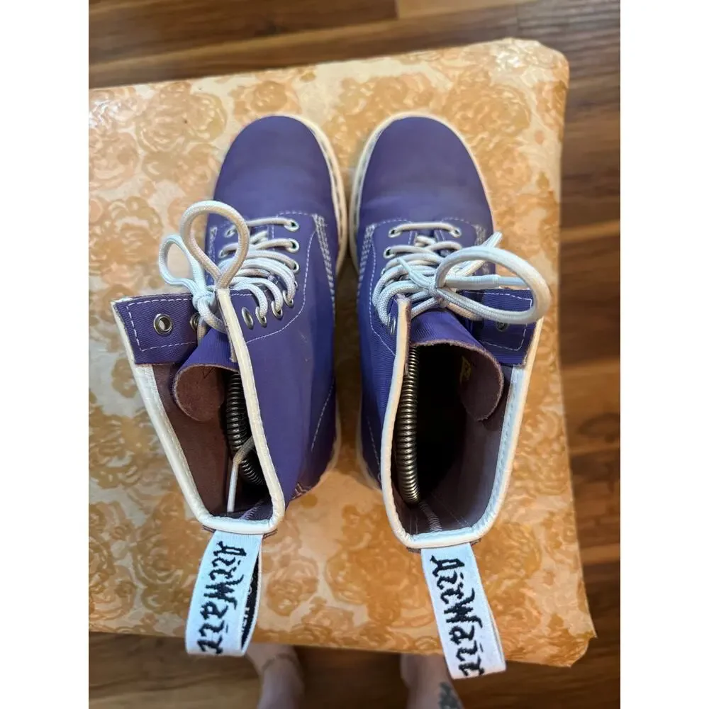 Vintage Doc Martens Dr. 13450 Purple White Combat Boots 7 Womens Tectuff